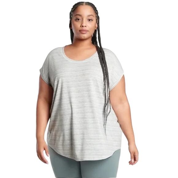 Athleta Cloudlight Stratus Striped Tee Cap Sleeve T-Shirt Size 1X - Picture 6 of 6